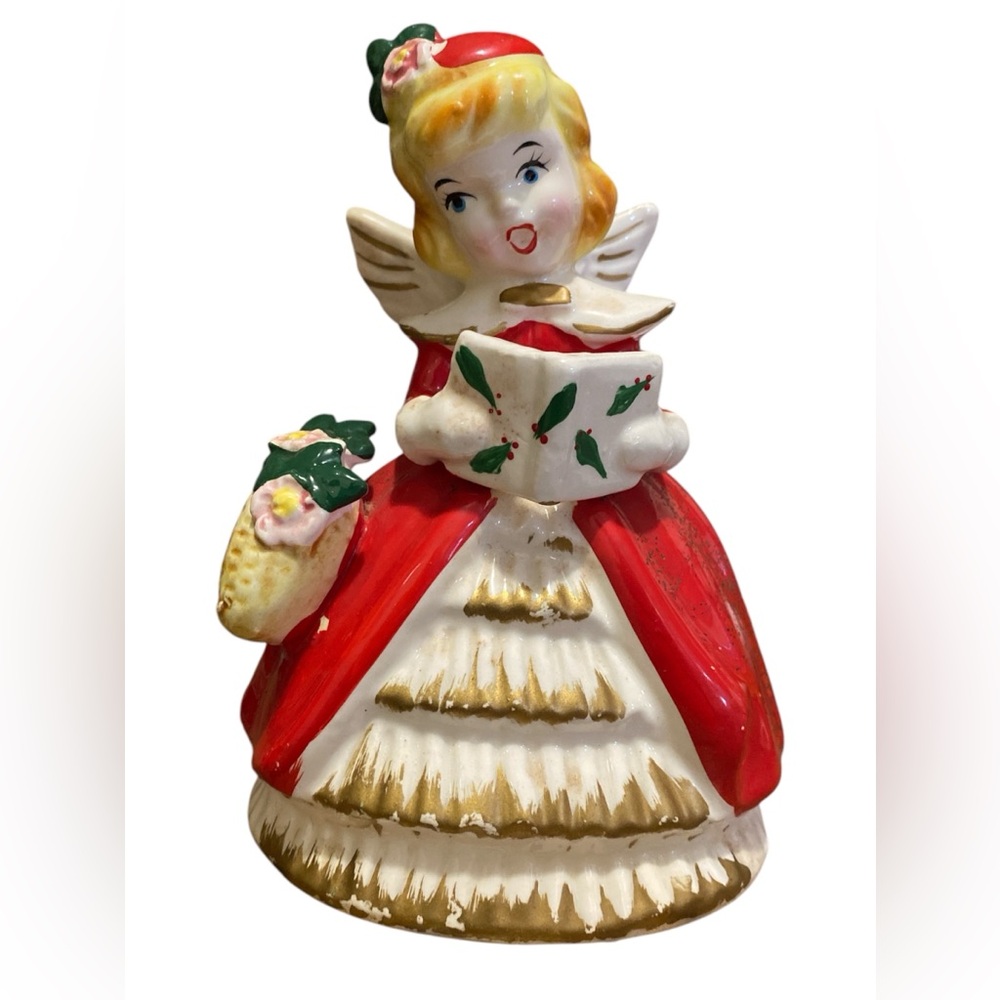Vintage 7” Kreiss Christmas Red Dress Angel Choir Girl Figurine Japan